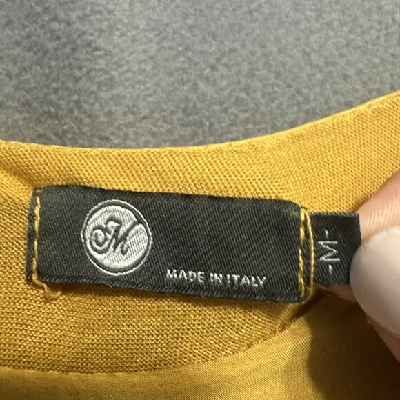 Made In Italy Silk Blend Dolman Top Sheer Lined Size M Gold Lagenlook Asymmetric - Picture 3 of 7